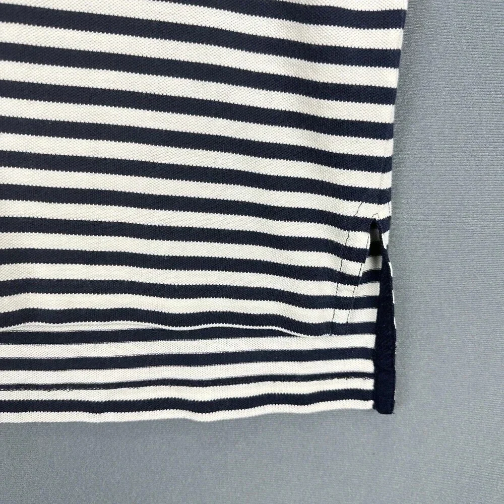 Ralph Lauren Polo Shirt Mens Large Navy Striped Shield Short Sleeve Fine Cotton
